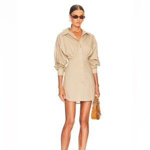 L’Academie Ismene Mini Dress in Khaki, Size Small